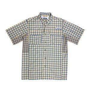Habit Men's UPF 40+ UV Protection Short Sleeve Fishing Shirt - Navy Mustard